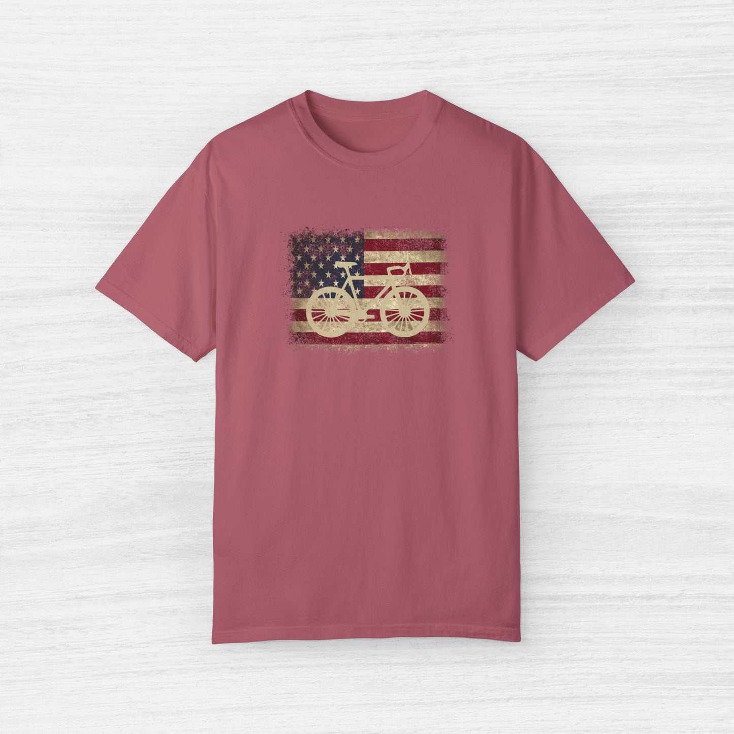 Vintage Bike American Flag Grunge T-Shirt for Men