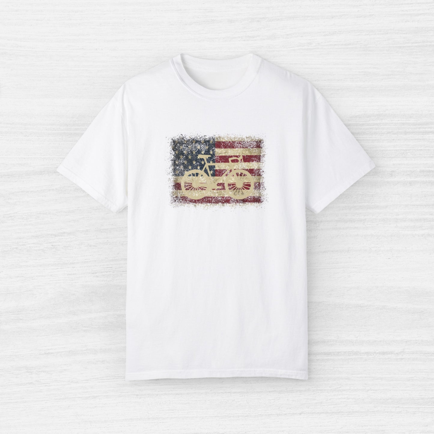 Vintage Bike American Flag Grunge T-Shirt for Men