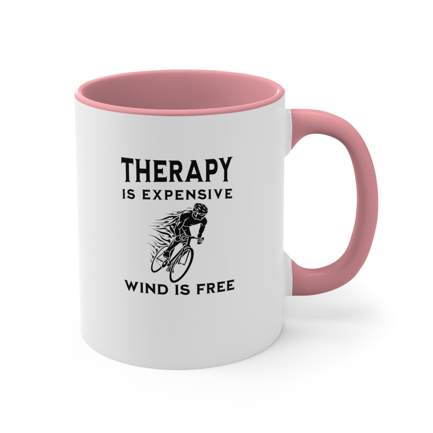 La terapia es cara, el viento es gratis taza de bicicleta
