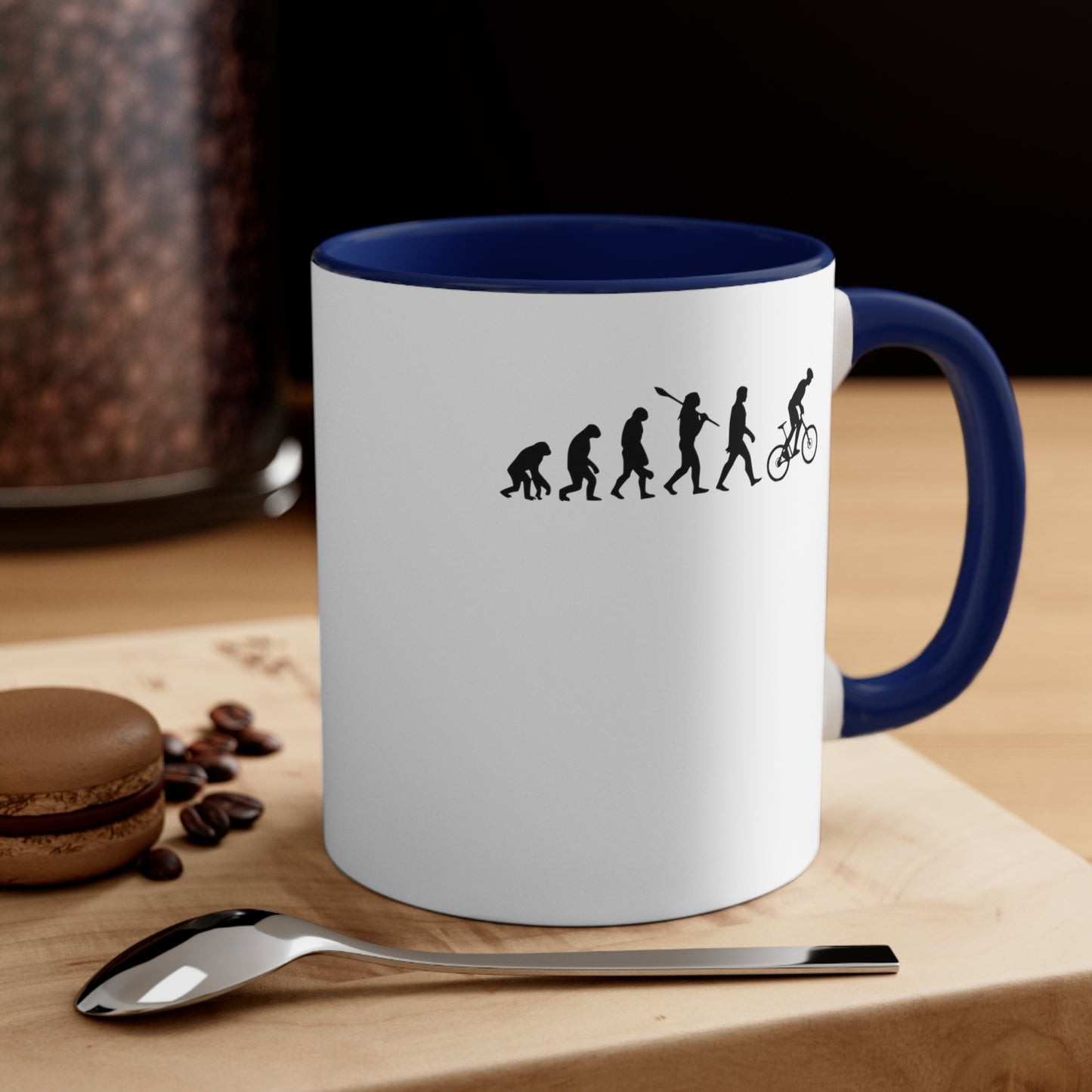 Taza de bicicleta de montaña de evolución humana