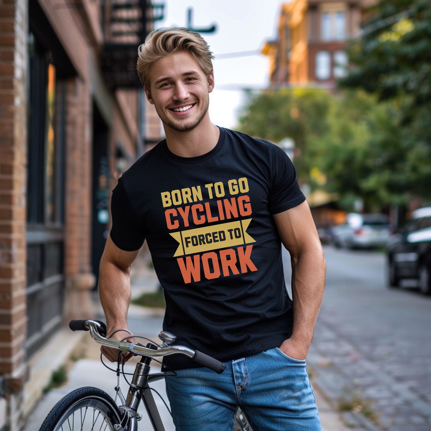 Camiseta Born to Go Cycling Obligado a trabajar