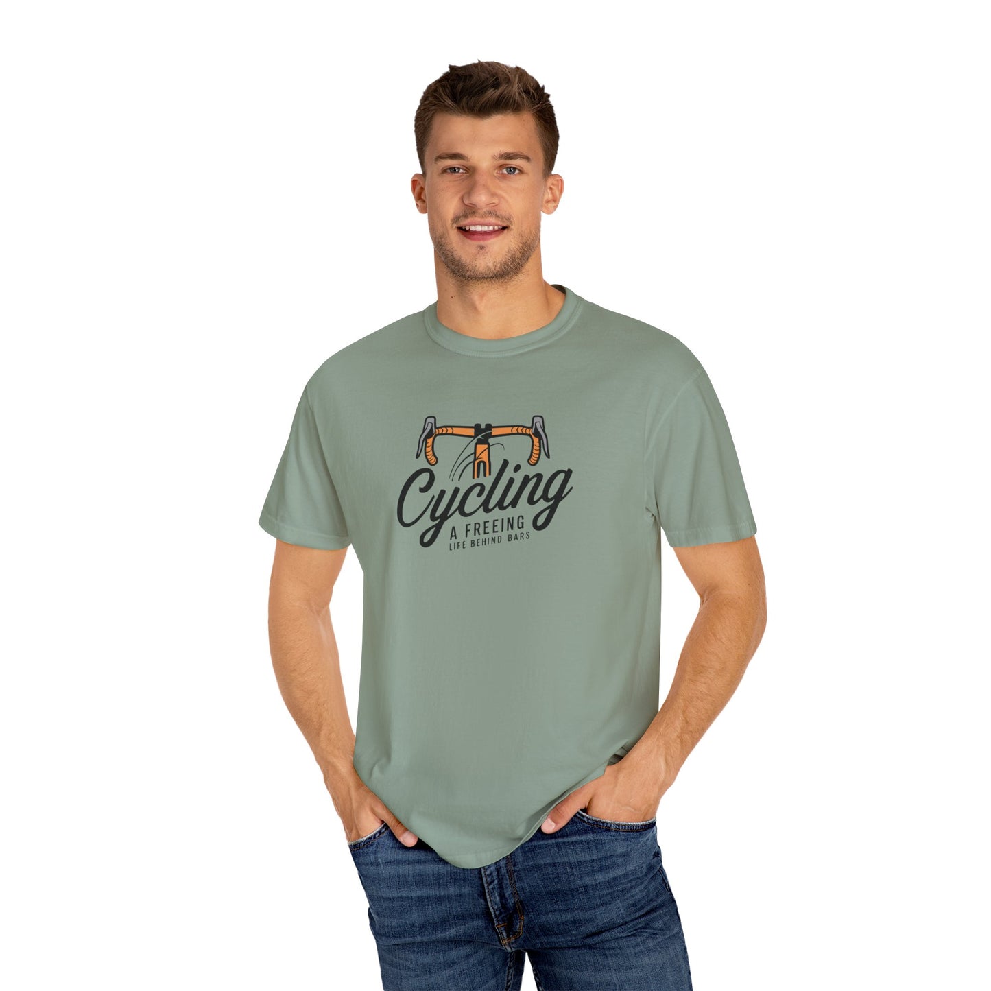 Funny Cycling A Freeing Life Behind Bars Graphic T-Shirt for Men