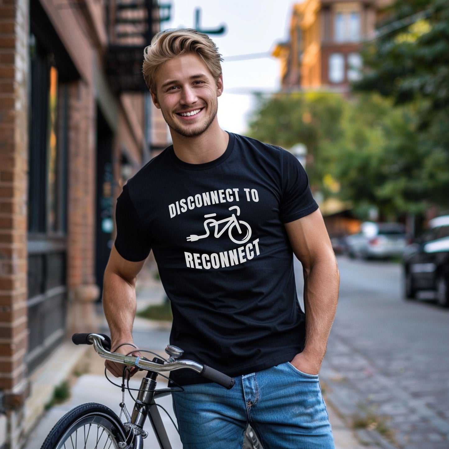 Disconnect To Reconnect Bicycle T-Shirt
