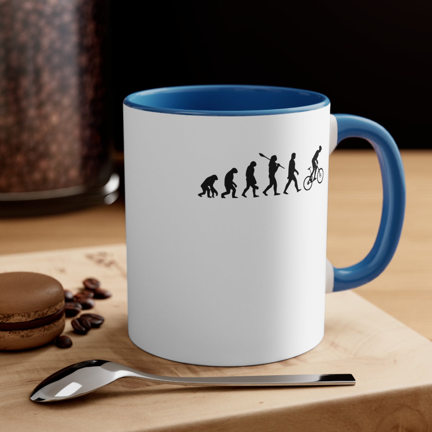 Taza de bicicleta de montaña de evolución humana