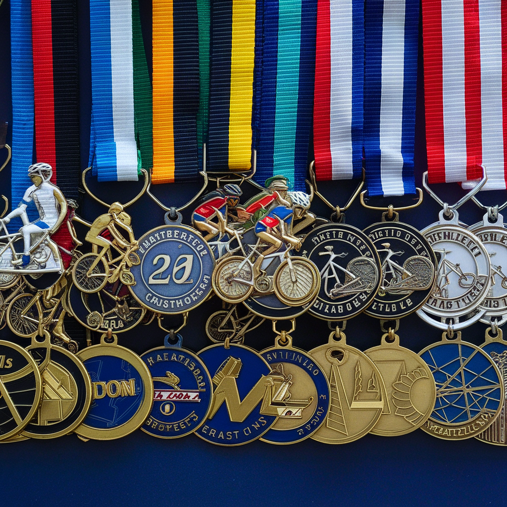 Personalized Medal Holder Display for Wall with Bicycle