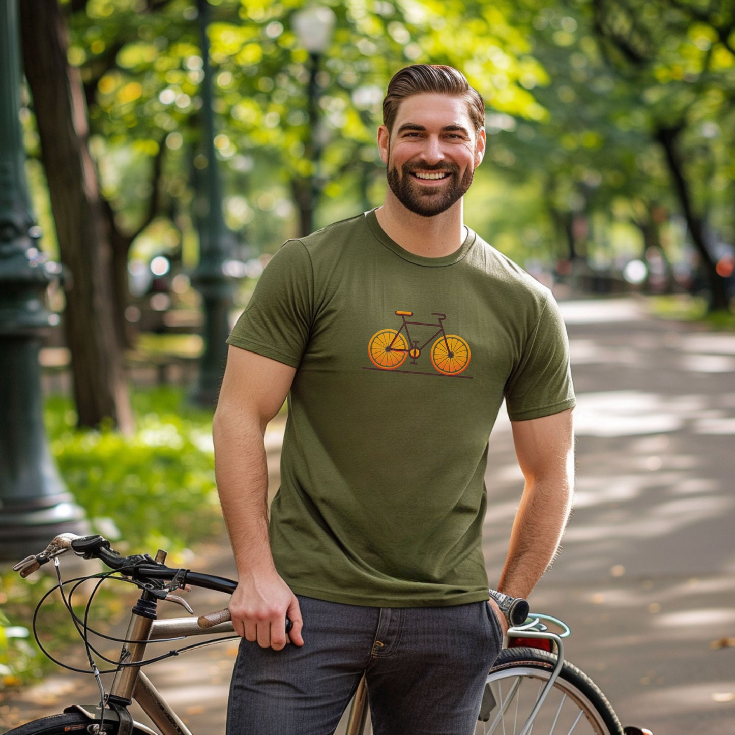 Bicycle with orange slices wheels Graphic T-Shirt for Men
