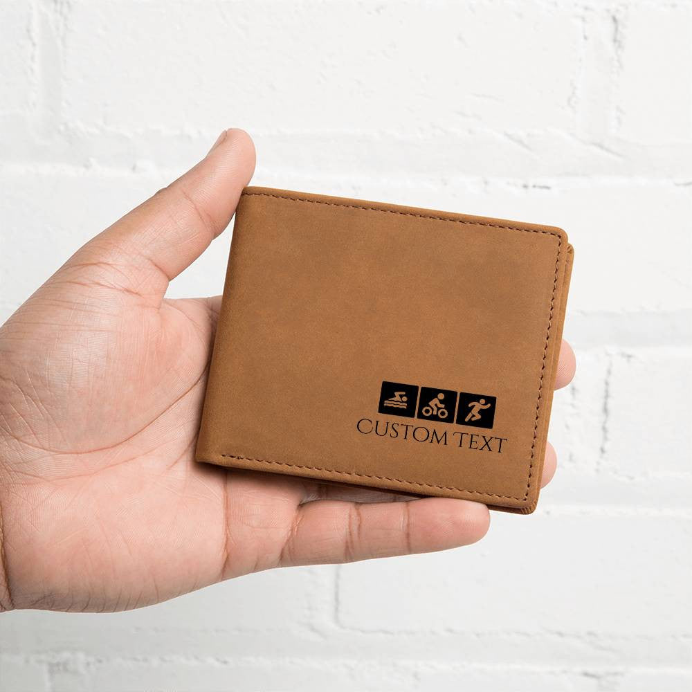 Personalized Triathlon Gift Leather Wallet for Men