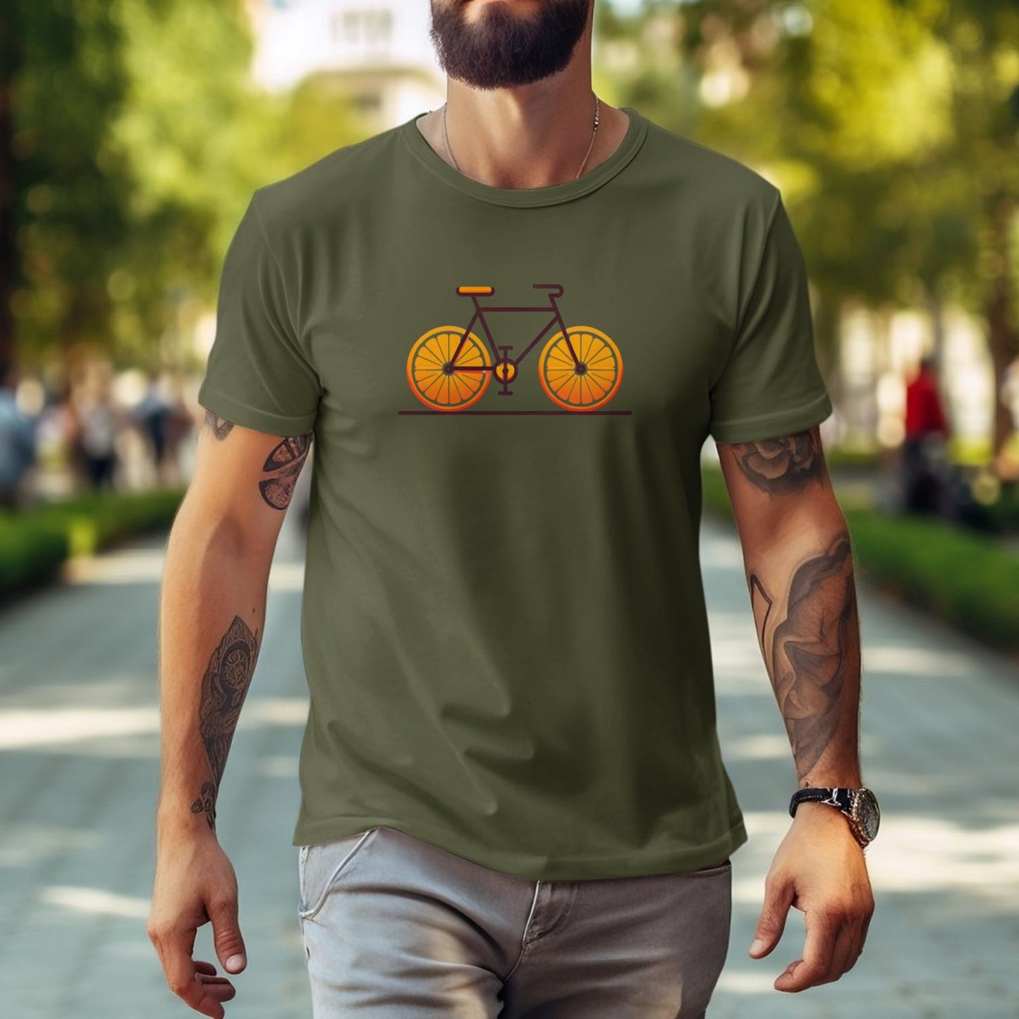 Bicycle with orange slices wheels Graphic T-Shirt for Men