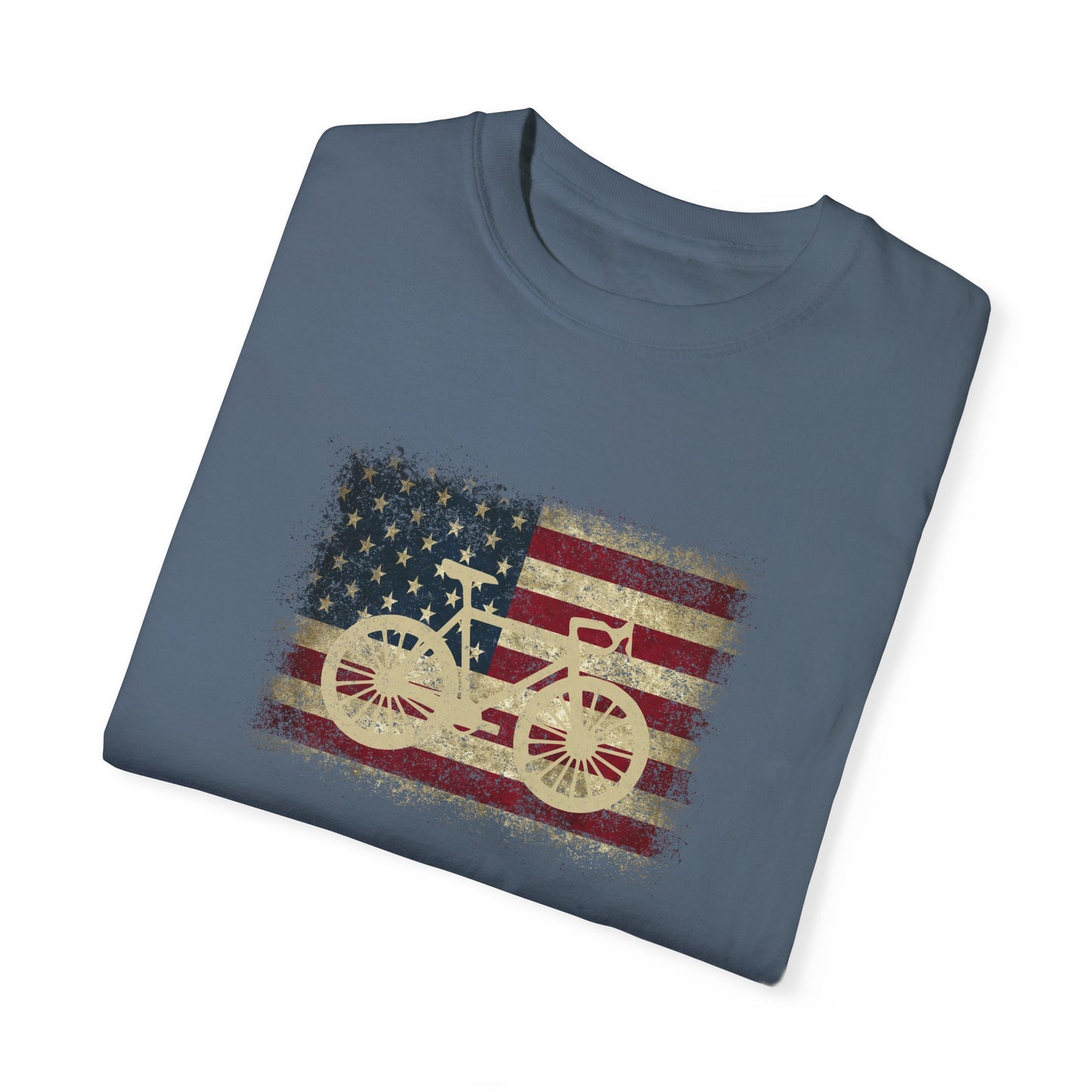 Vintage Bike American Flag Grunge T-Shirt for Men