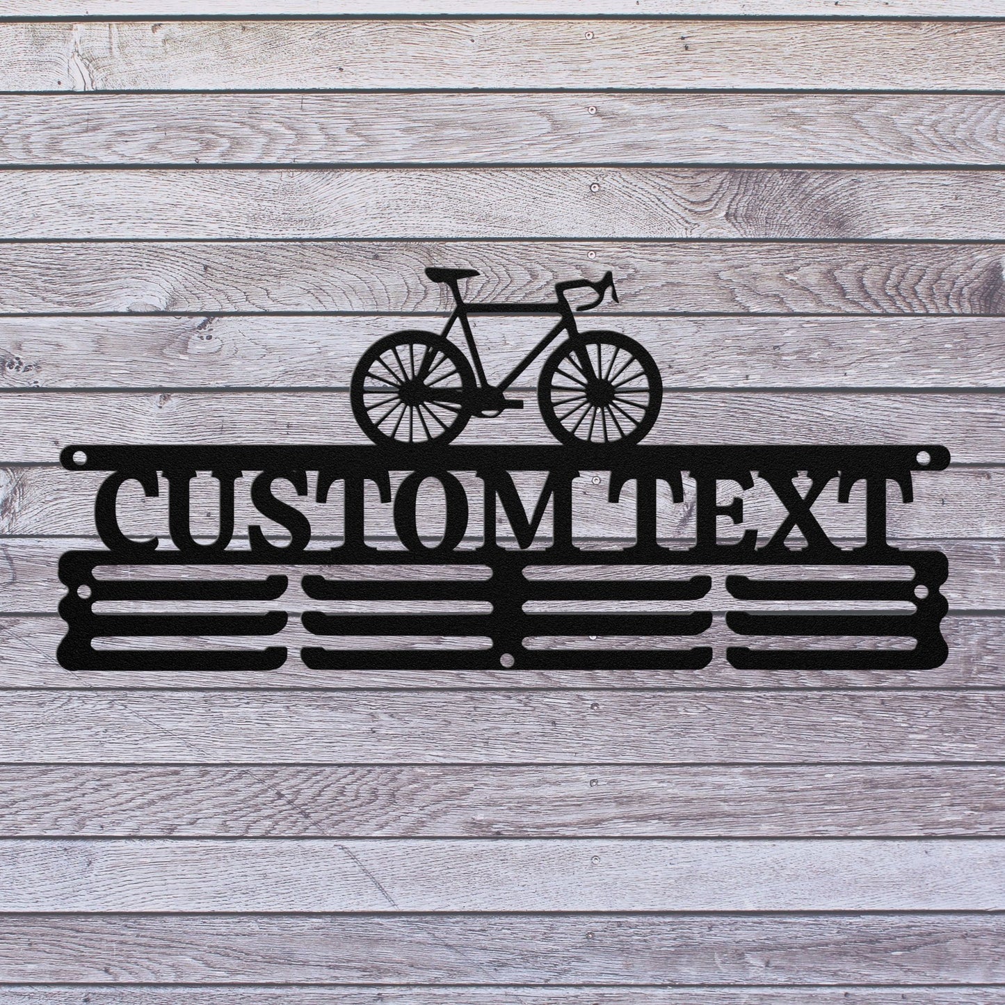 Personalized Medal Holder Display for Wall with Bicycle
