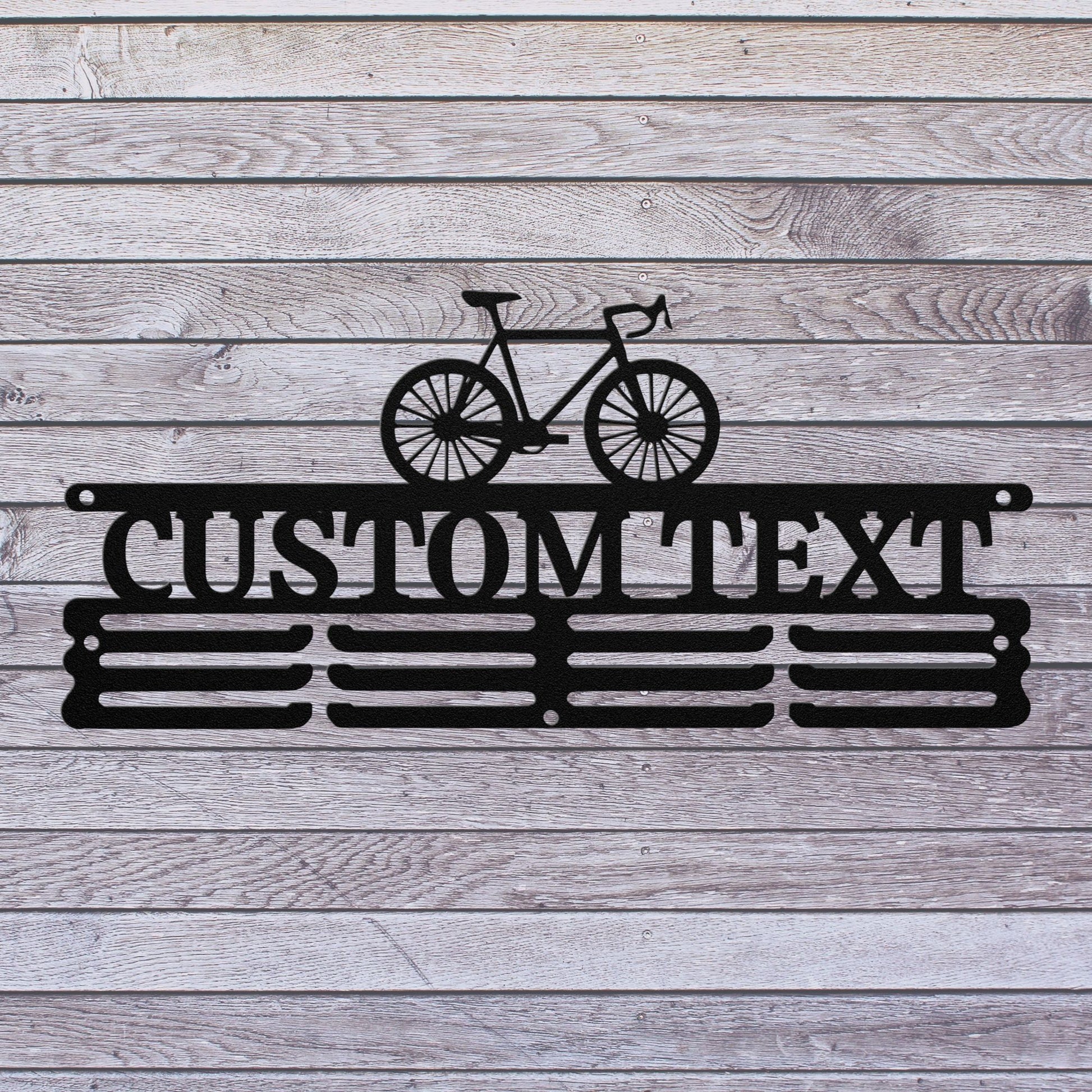 Personalized Medal Holder Display for Wall with Bicycle