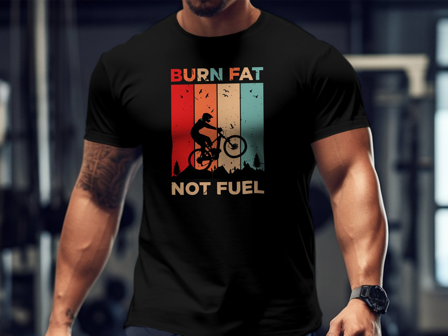 Burn Fat Not Fuel Mountain Bike MTB T-Shirt