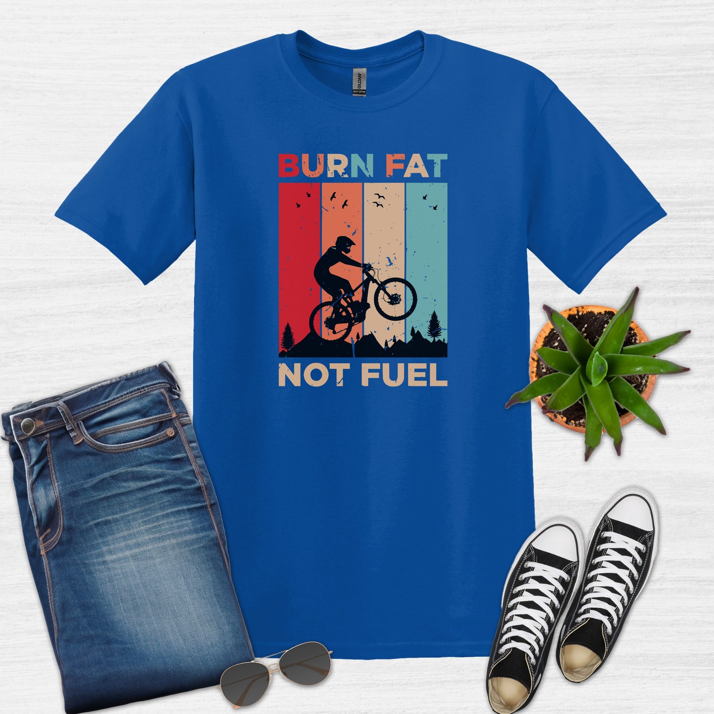 Burn Fat Not Fuel Mountain Bike MTB T-Shirt