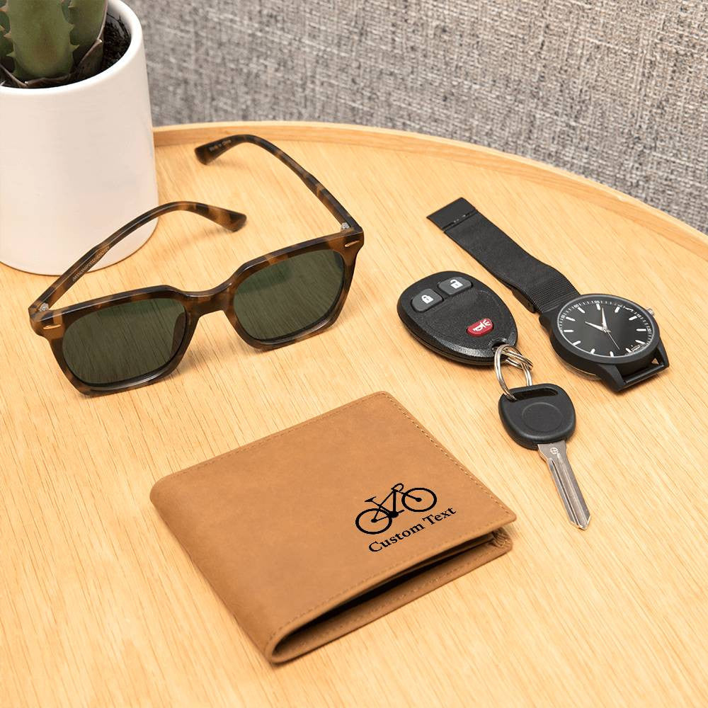 Personalized Bike Graphic Leather Wallet for Men