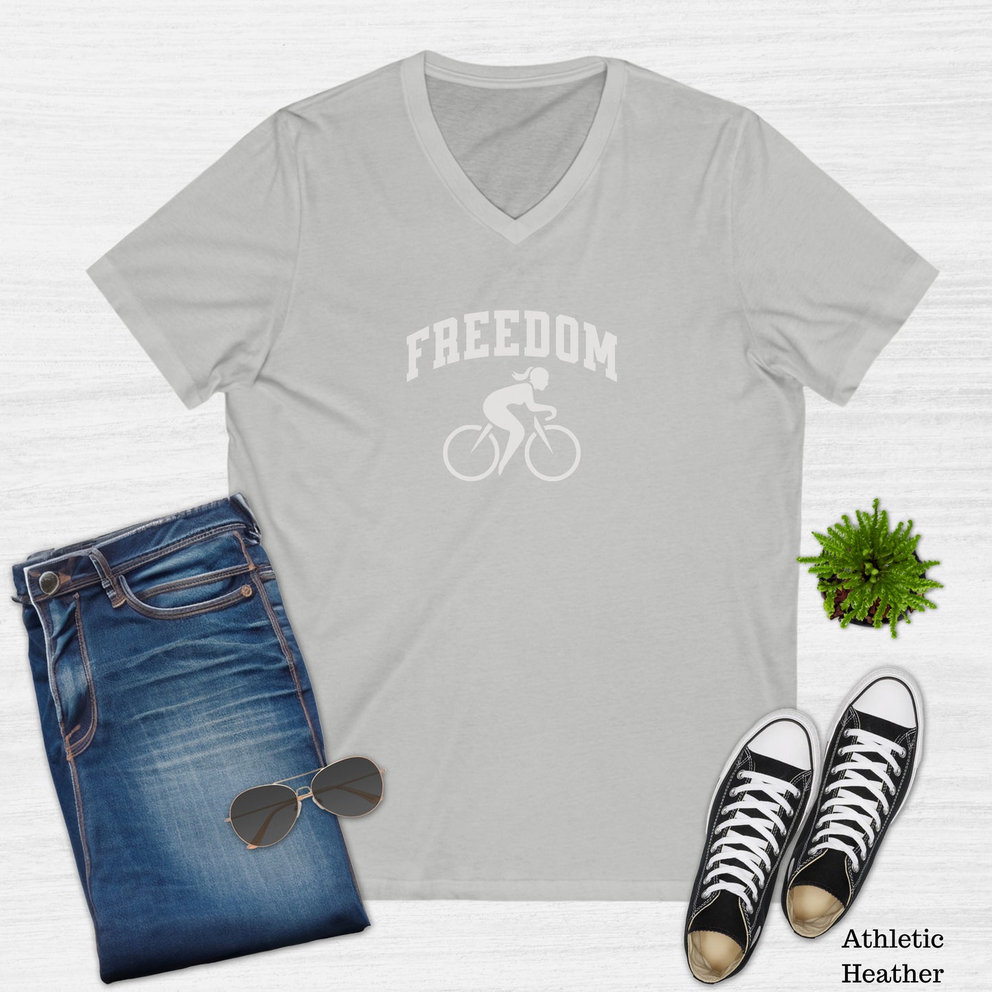 Women's Freedom Bike Graphic V-Neck T-Shirt