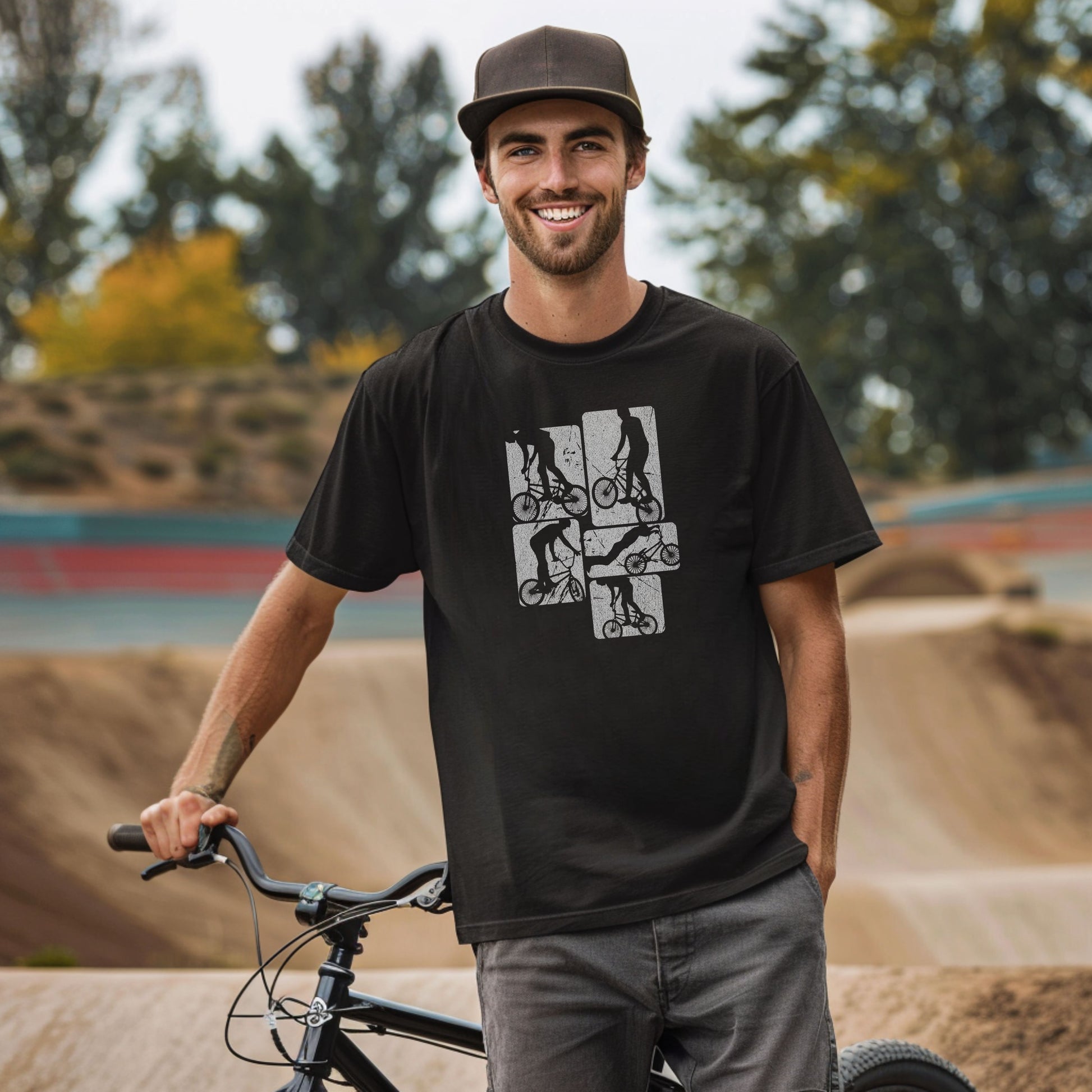 Bike Bliss BMX Dirt Jump Bike Cycling Freestyle T-Shirt Black Model