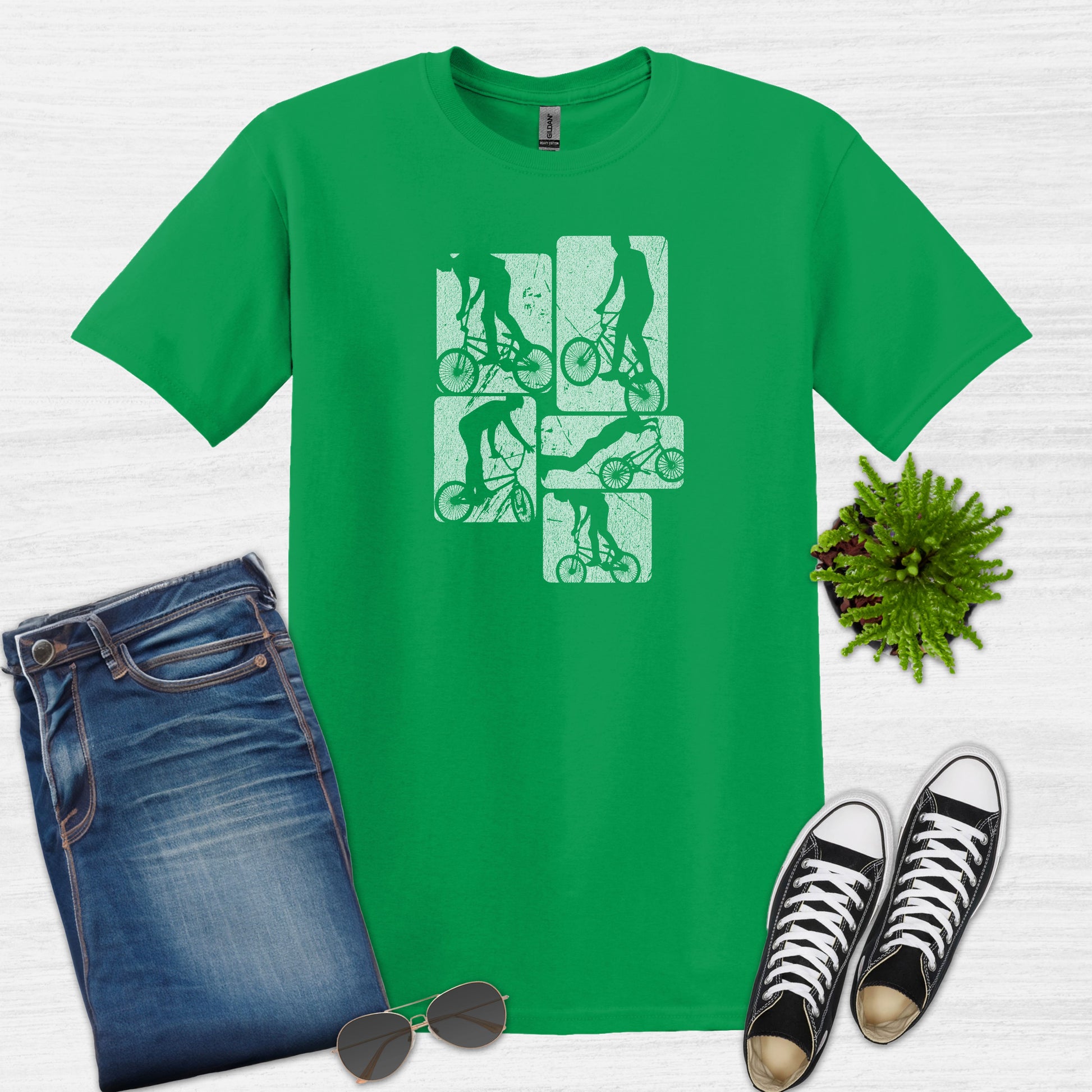 Bike Bliss BMX Dirt Jump Bike Cycling Freestyle T-Shirt Irish Green