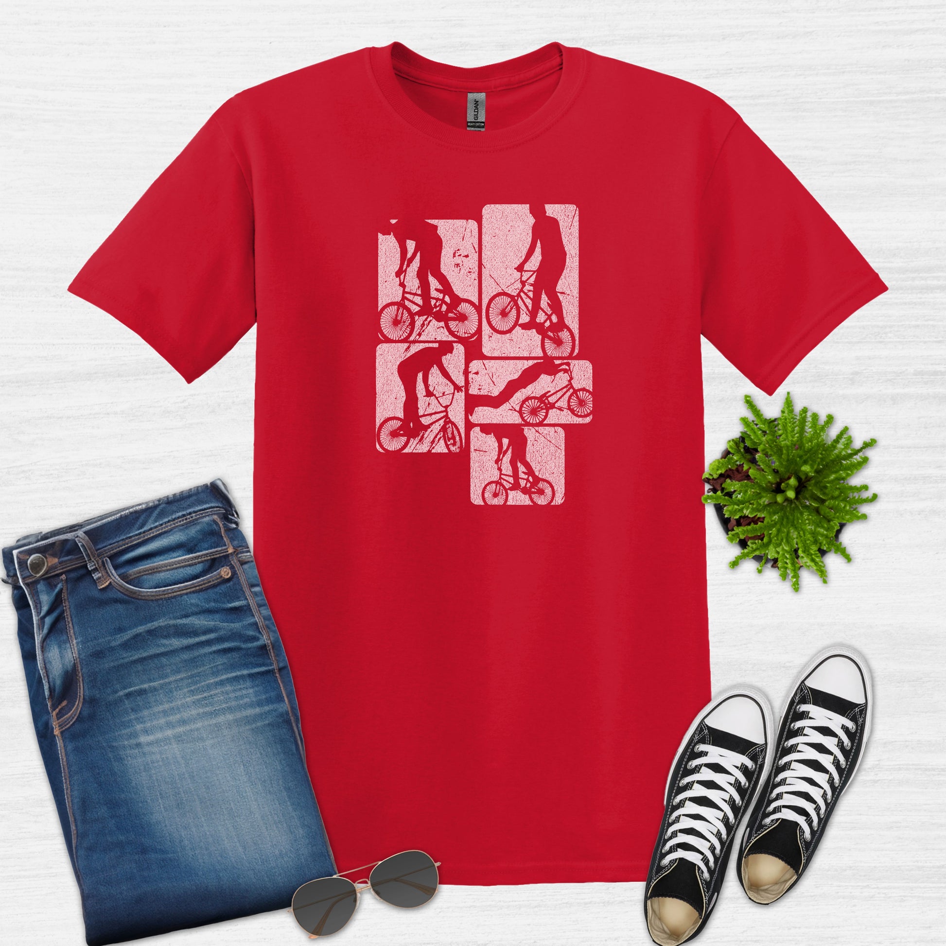 Bike Bliss BMX Dirt Jump Bike Cycling Freestyle T-Shirt Red