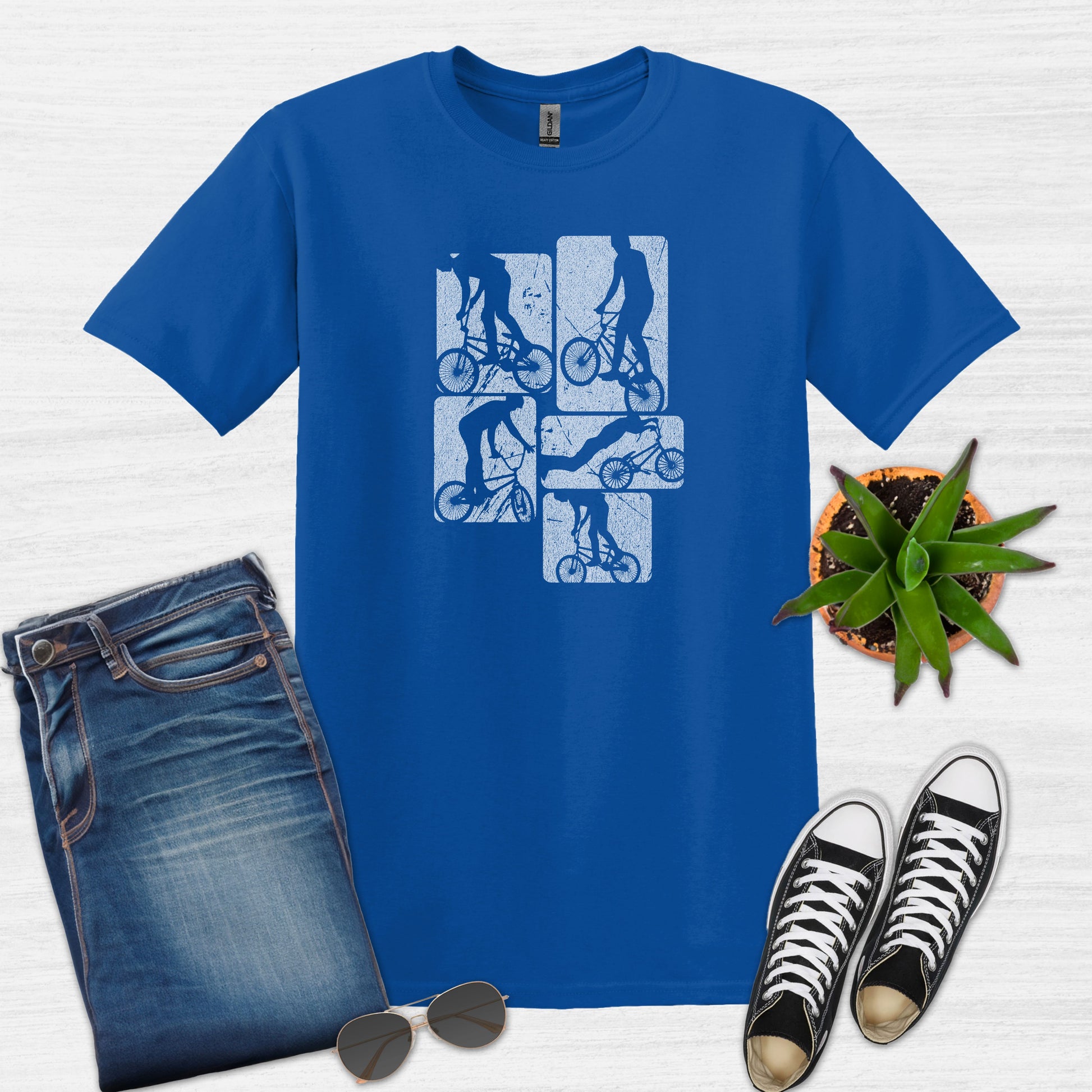 Bike Bliss BMX Dirt Jump Bike Cycling Freestyle T-Shirt Royal Blue