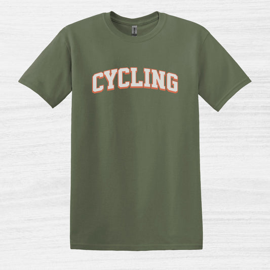 Bike Bliss Cycling Enthusiast Bike T-Shirt for Men Varsaty Style Military Green 2