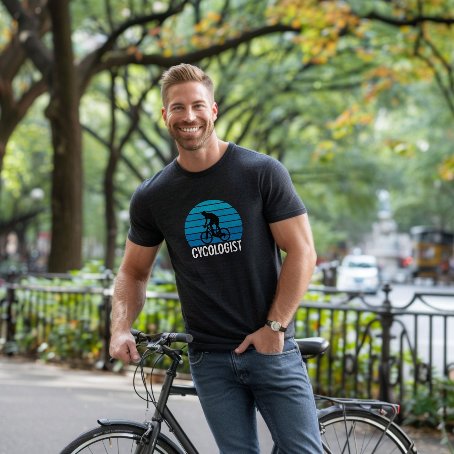Bike Bliss Cycologist Bicycle T-Shirt for Men Vintage Style Model