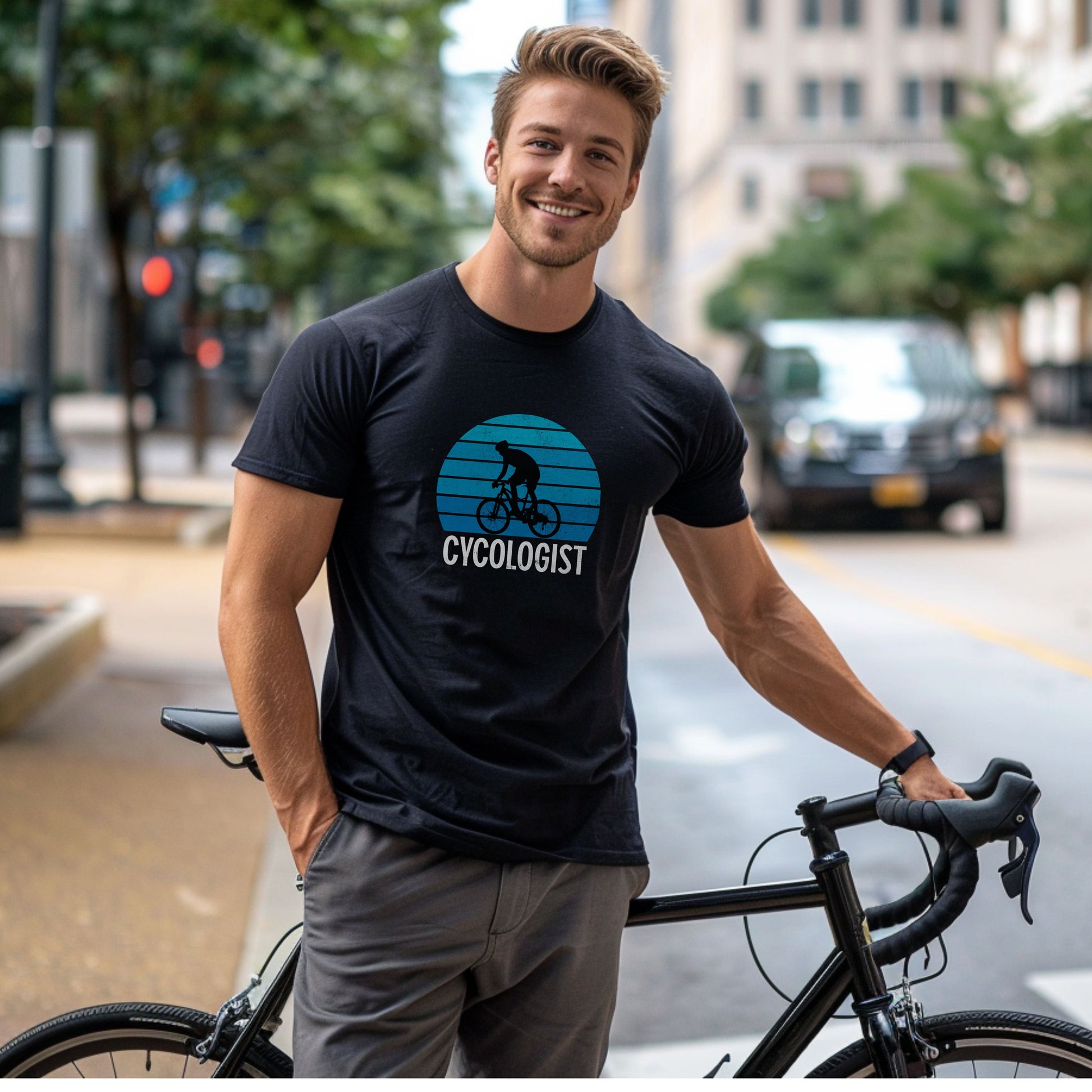 Bike Bliss Cycologist Bicycle T-Shirt for Men Vintage Style Model 2