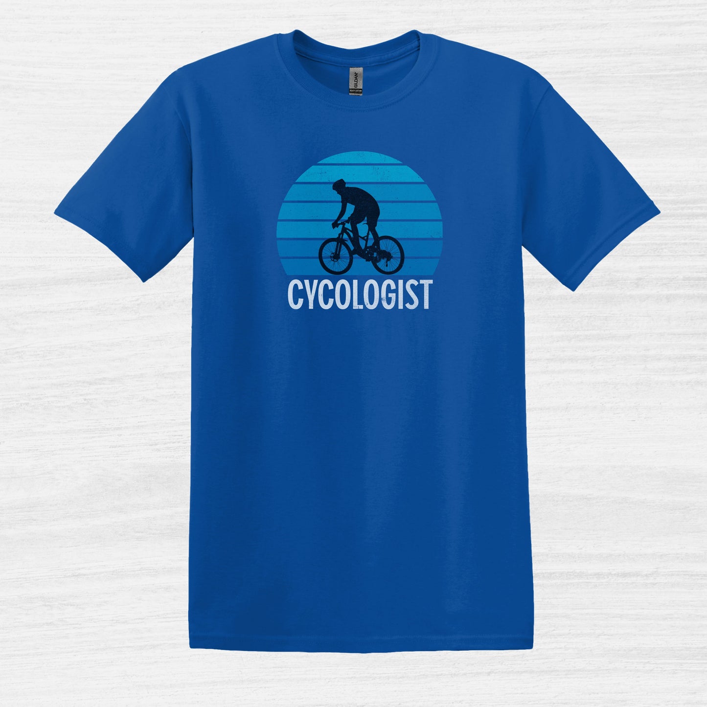 Bike Bliss Cycologist Bicycle T-Shirt for Men Vintage Style Royal Blue 2