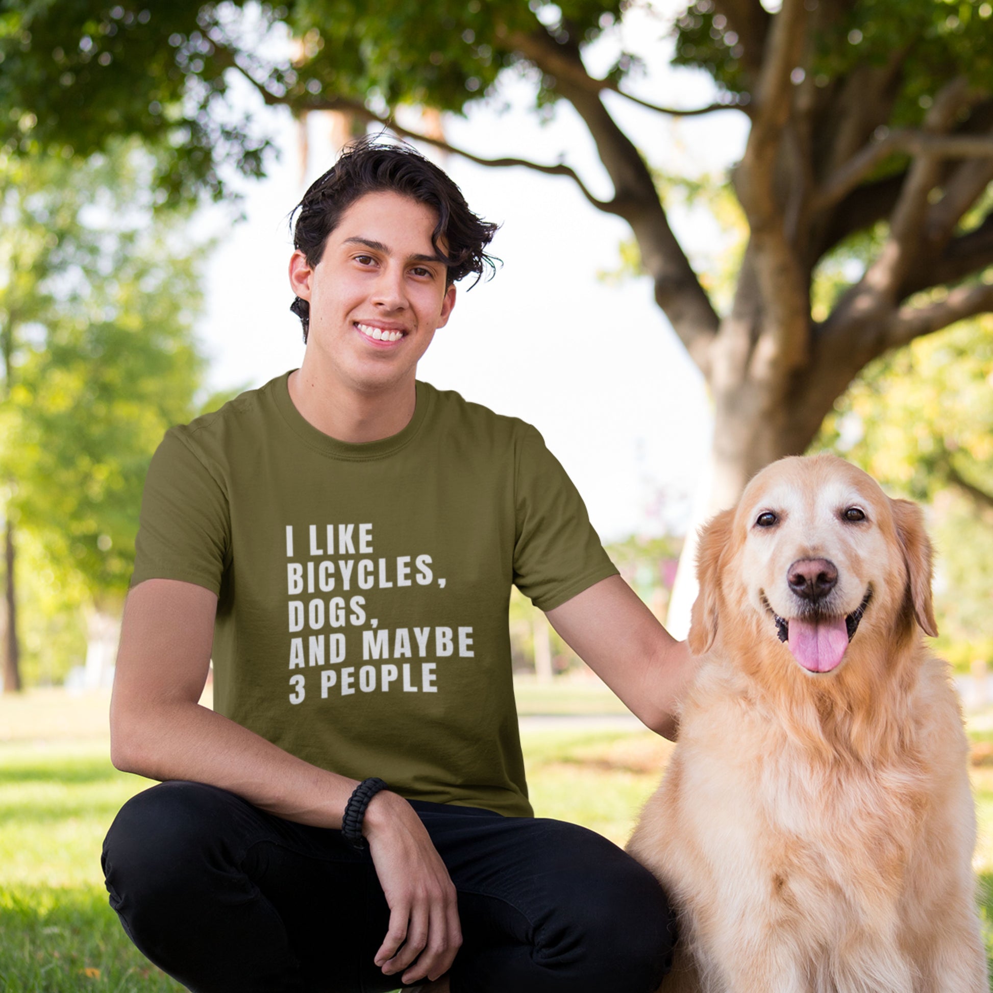 Bike Bliss I Like bicycles dogs and maybe 3 people T-Shirt for men Model 2