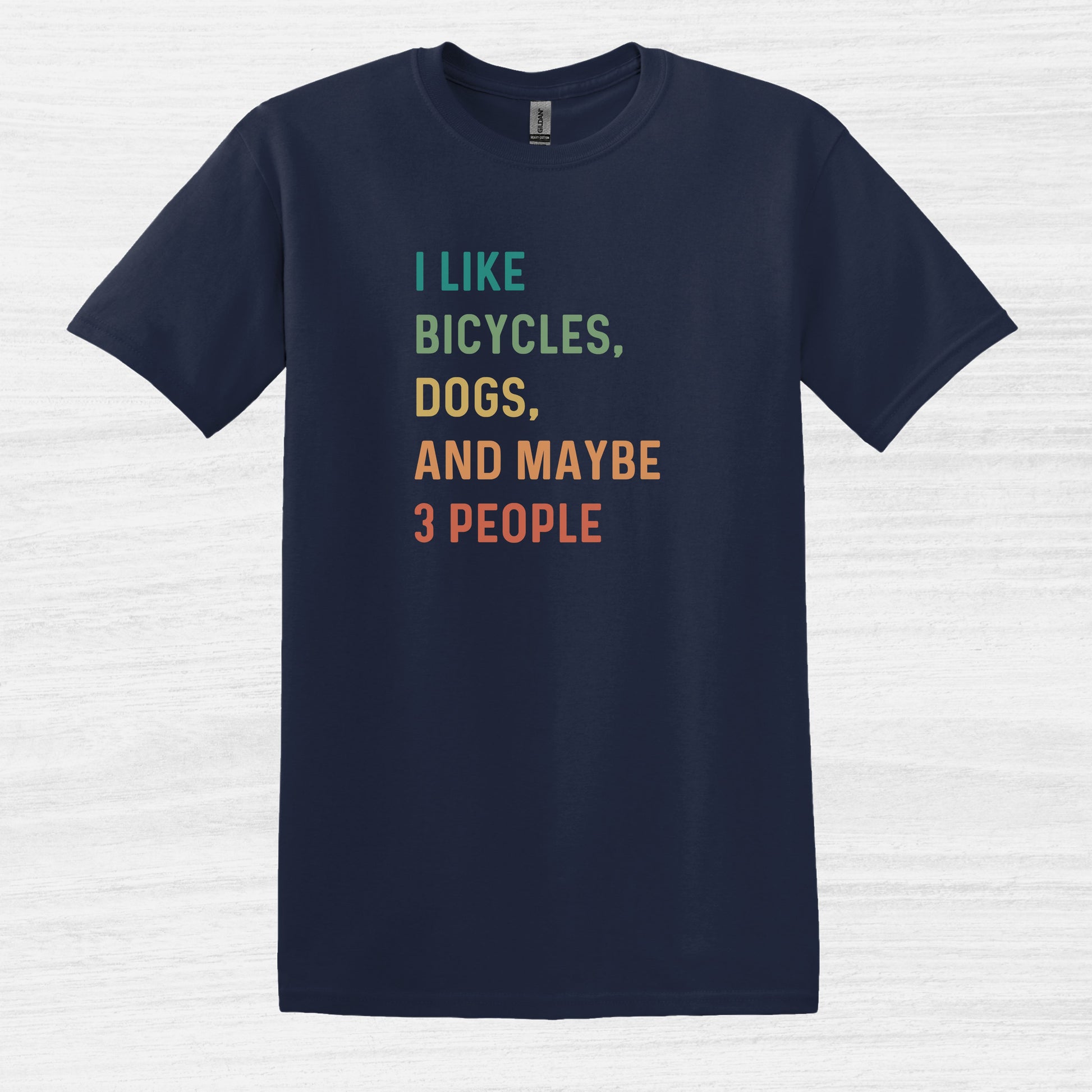 Bike Bliss I like bicycles dogs and maybe 3 people color Bike T-Shirt for Men Navy 2