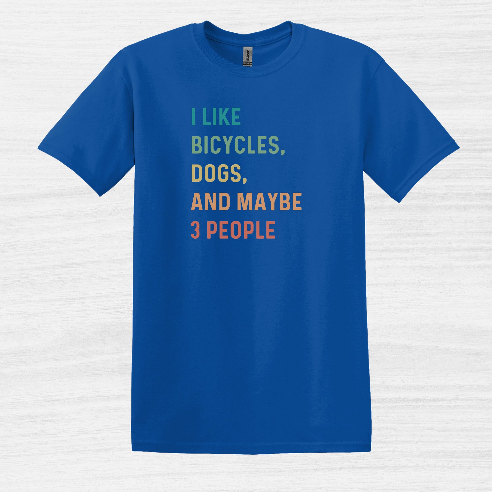 Bike Bliss I like bicycles dogs and maybe 3 people color Bike T-Shirt for Men Royal Blue 2