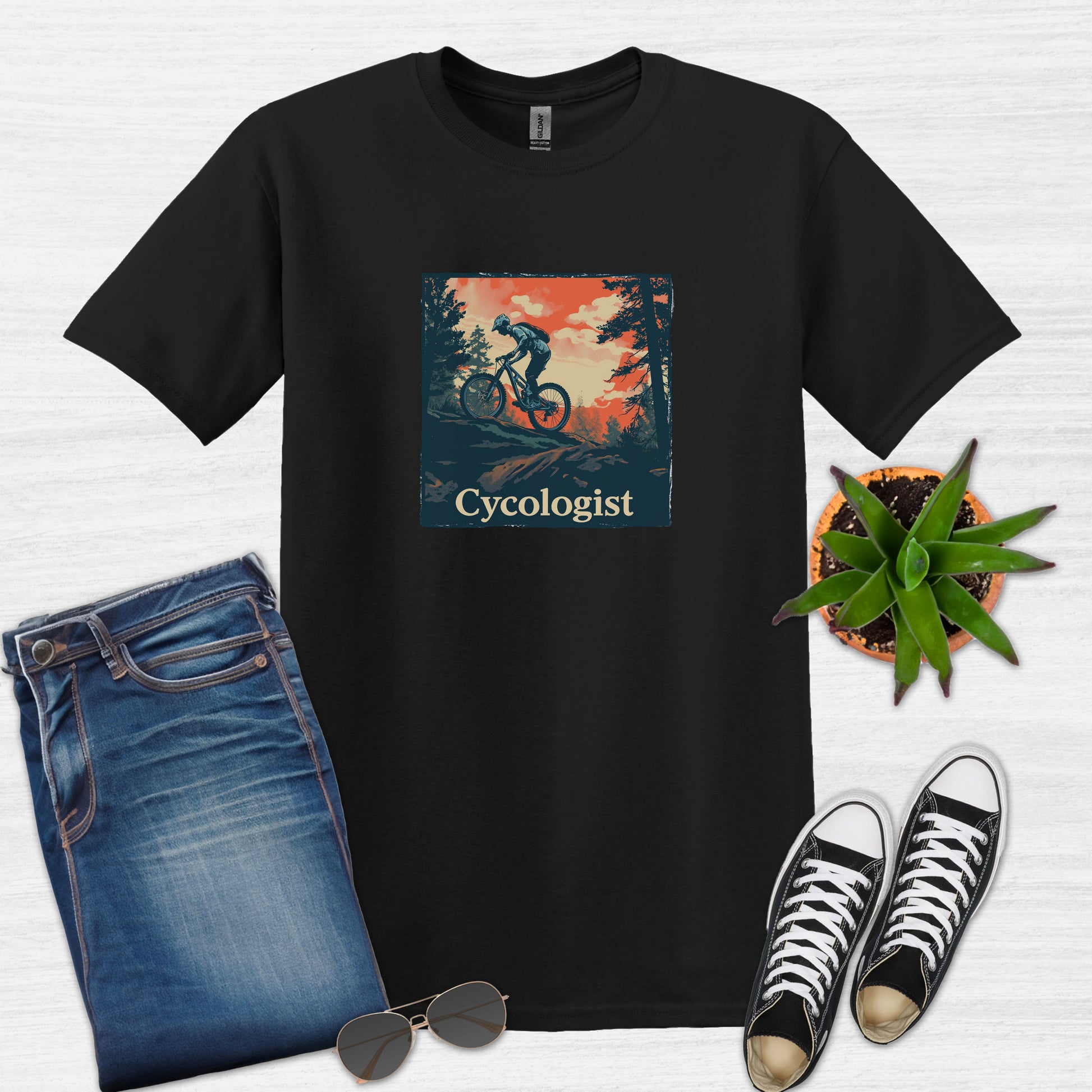 Bike Bliss Men Mountain Bike T-Shirt Cycologist Print Black