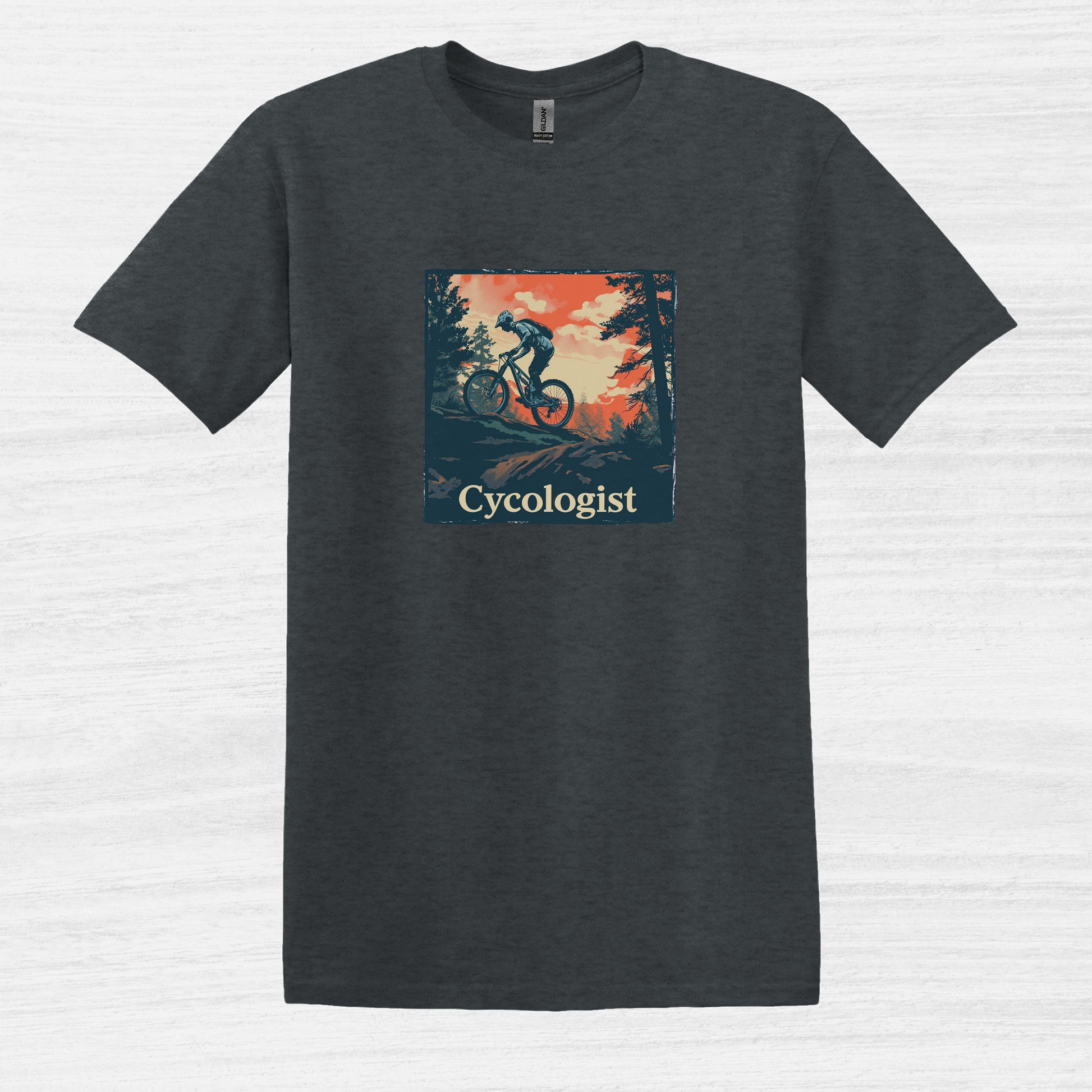 Bike Bliss Men Mountain Bike T-Shirt Cycologist Print Military Dark Heather 2