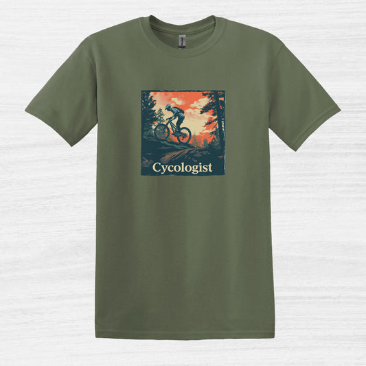 Bike Bliss Men Mountain Bike T-Shirt Cycologist Print Military Green 2