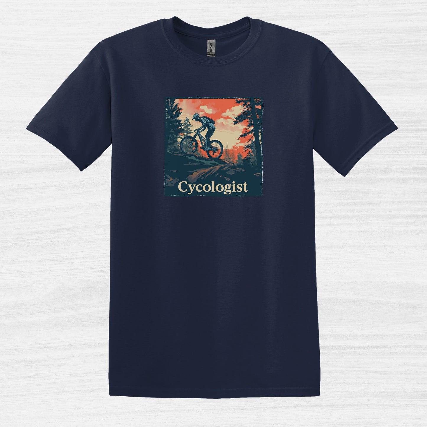 Bike Bliss Men Mountain Bike T-Shirt Cycologist Print Navy 2