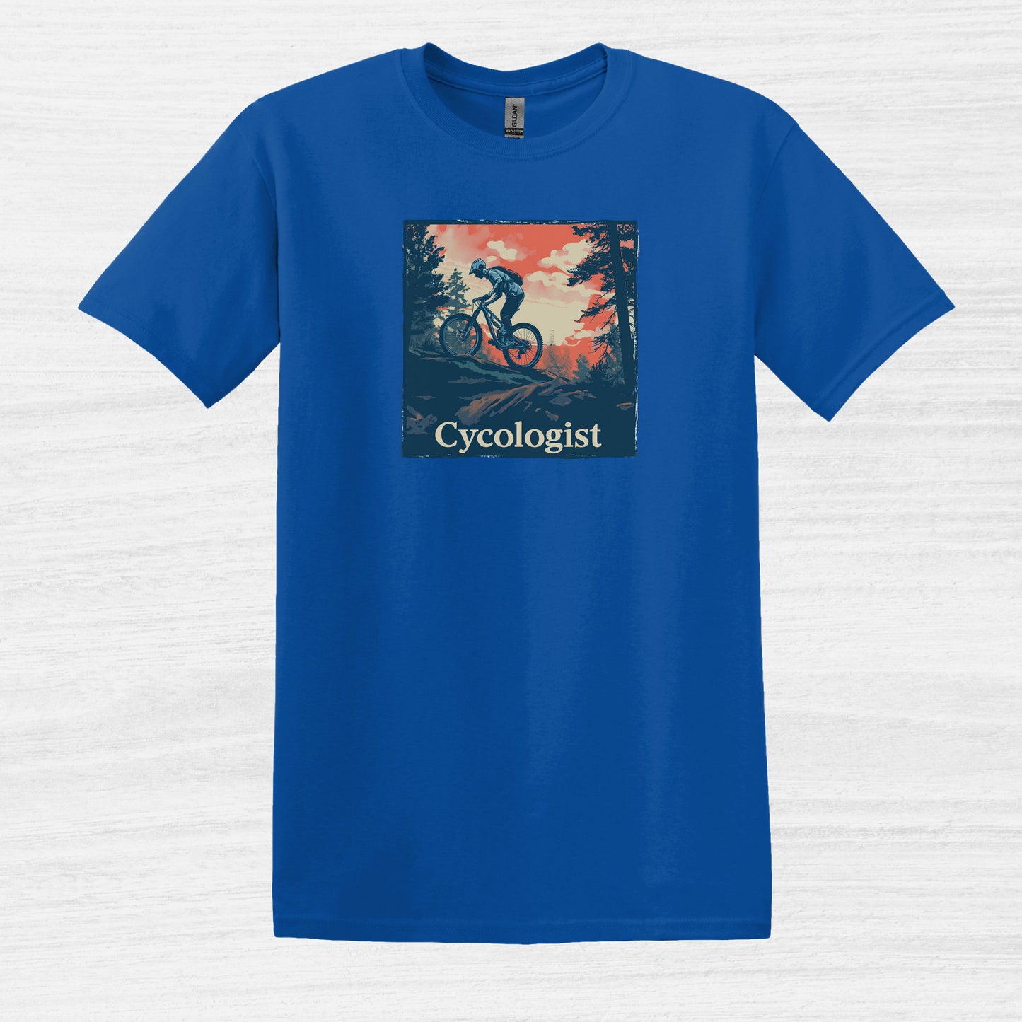 Bike Bliss Men Mountain Bike T-Shirt Cycologist Print Royal Blue 2