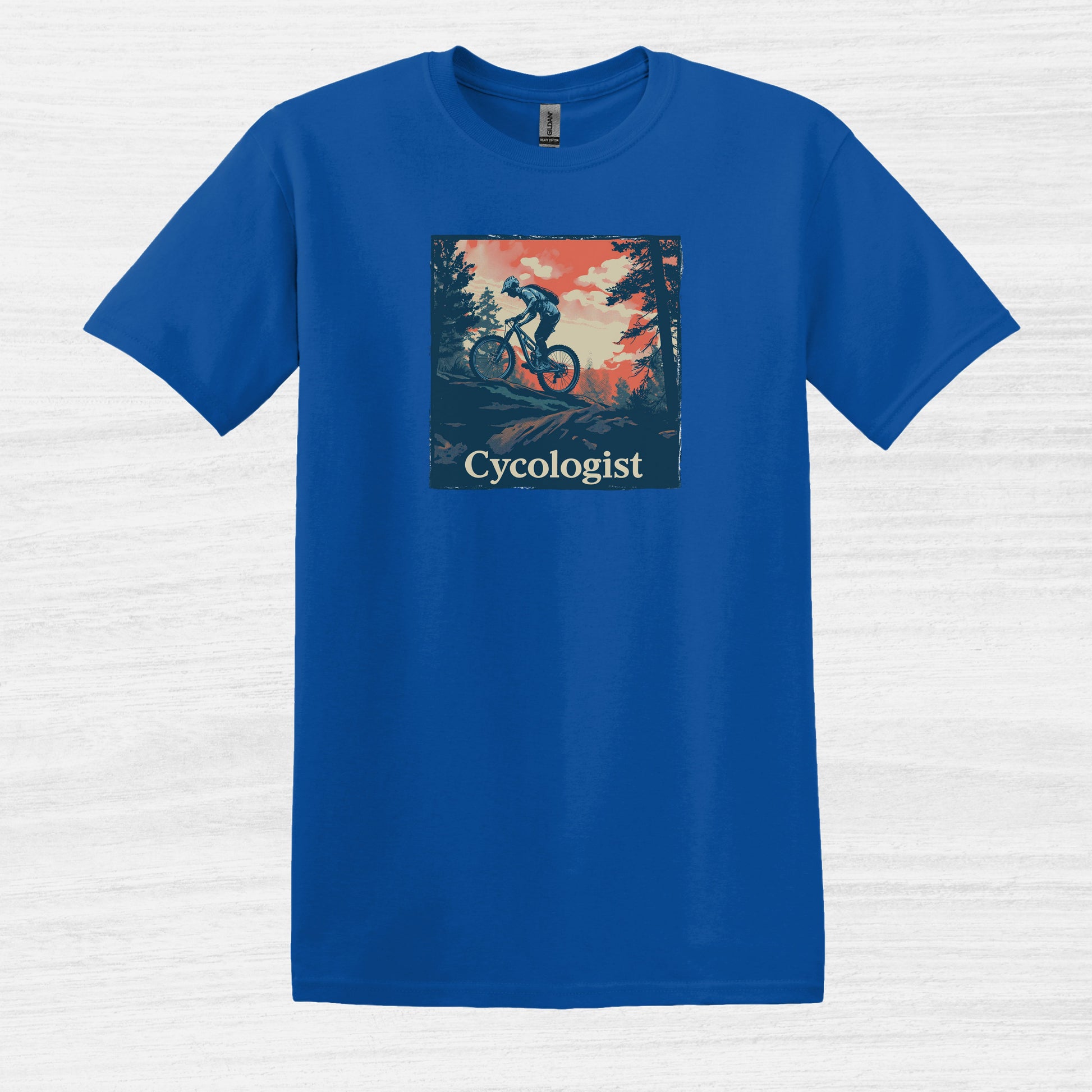Bike Bliss Men Mountain Bike T-Shirt Cycologist Print Royal Blue 2