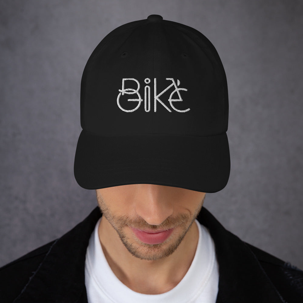 Bike Bliss Minimalist Bike Text Embroidered Dad hat 3