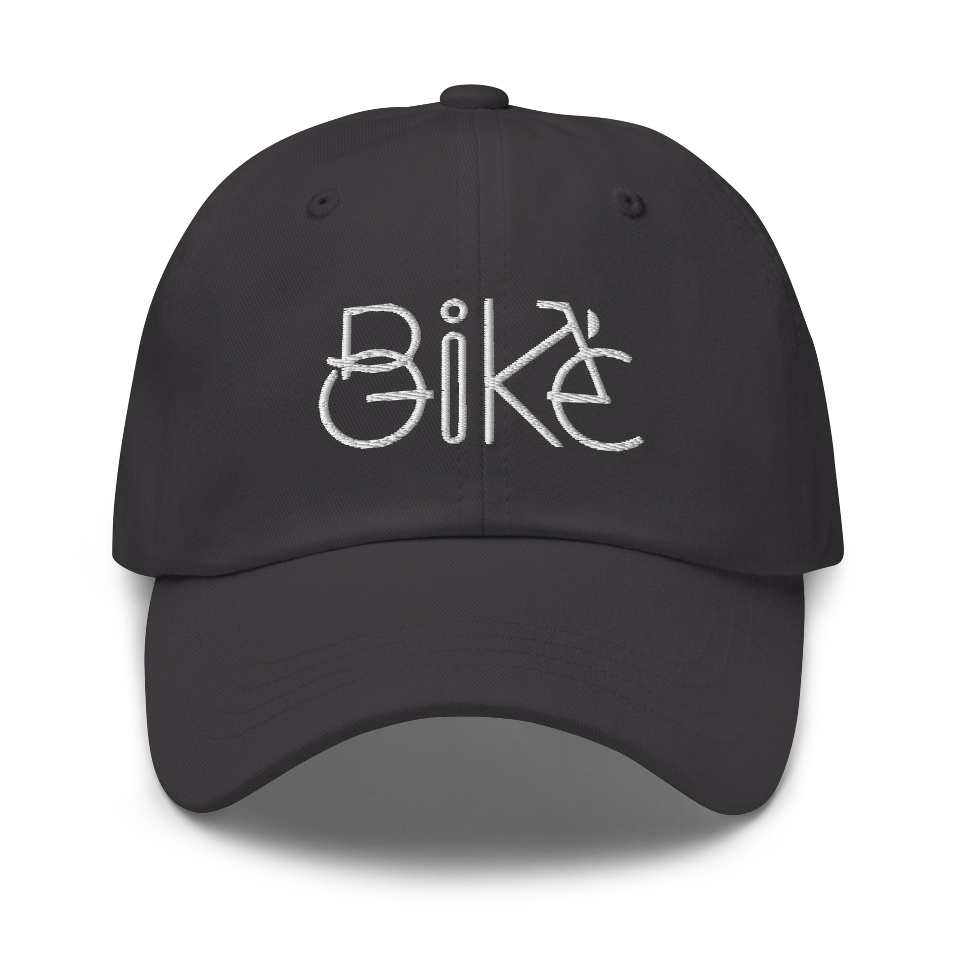 Bike Bliss Minimalist Bike Text Embroidered Dad hat Grey