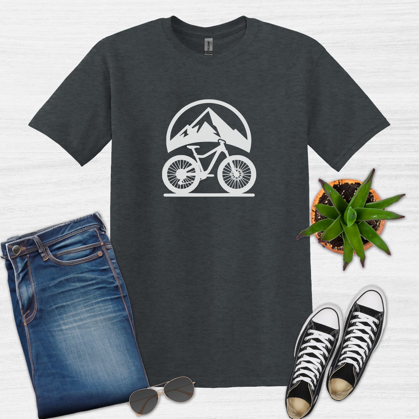 Bike Bliss Mountain Bike MTB T-Shirt Graphic outdoor for Men Dark Heather