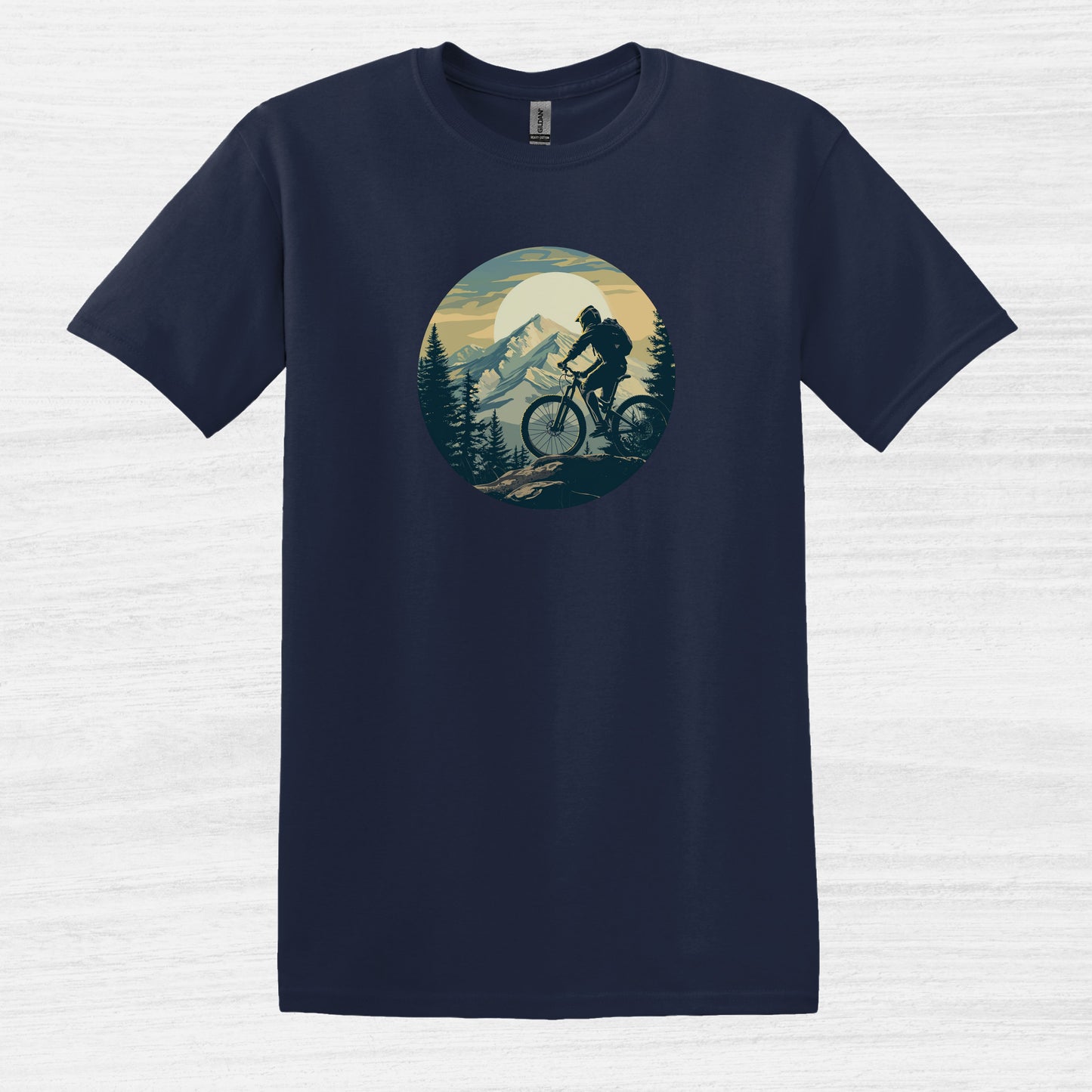 Bike Bliss Mountain Biking Graphic MTB T-Shirt for Men Navy 2