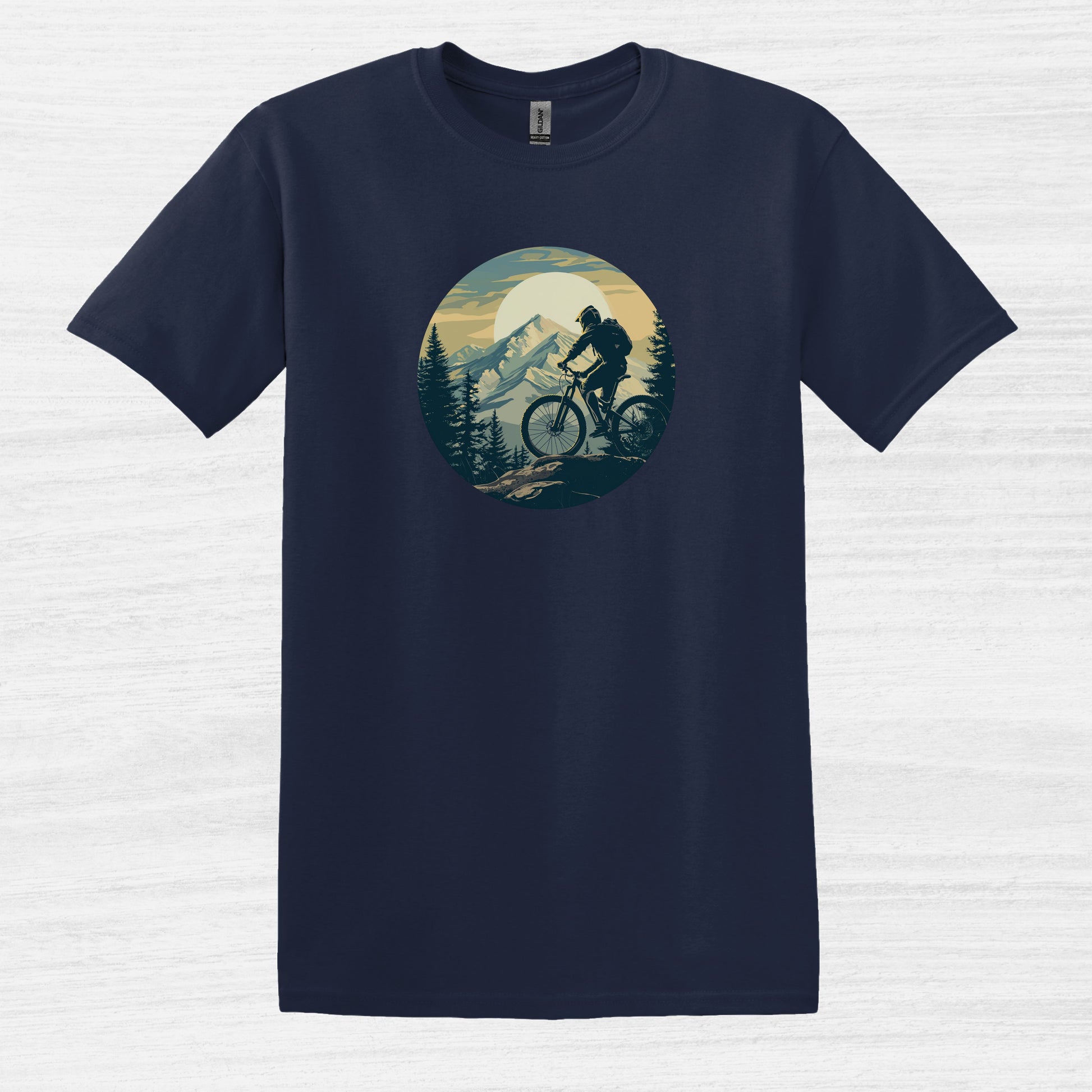 Bike Bliss Mountain Biking Graphic MTB T-Shirt for Men Navy 2