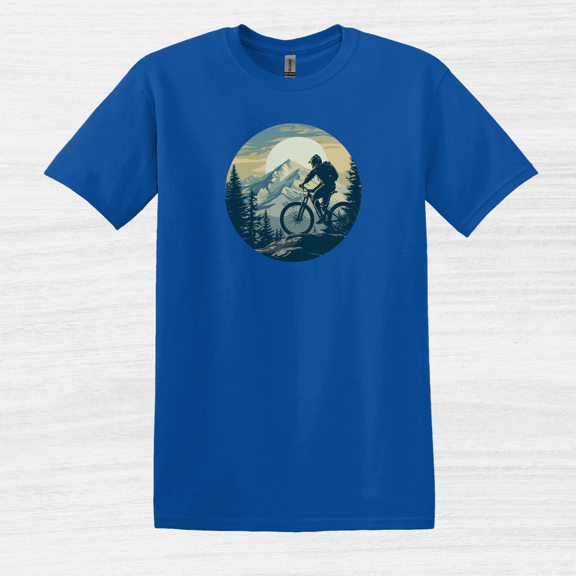 Bike Bliss Mountain Biking Graphic MTB T-Shirt for Men Royal Blue 2