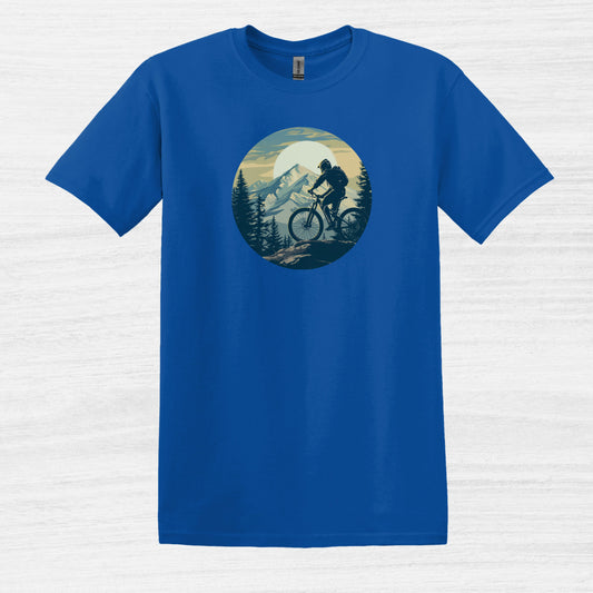 Bike Bliss Mountain Biking Graphic MTB T-Shirt for Men Royal Blue 2
