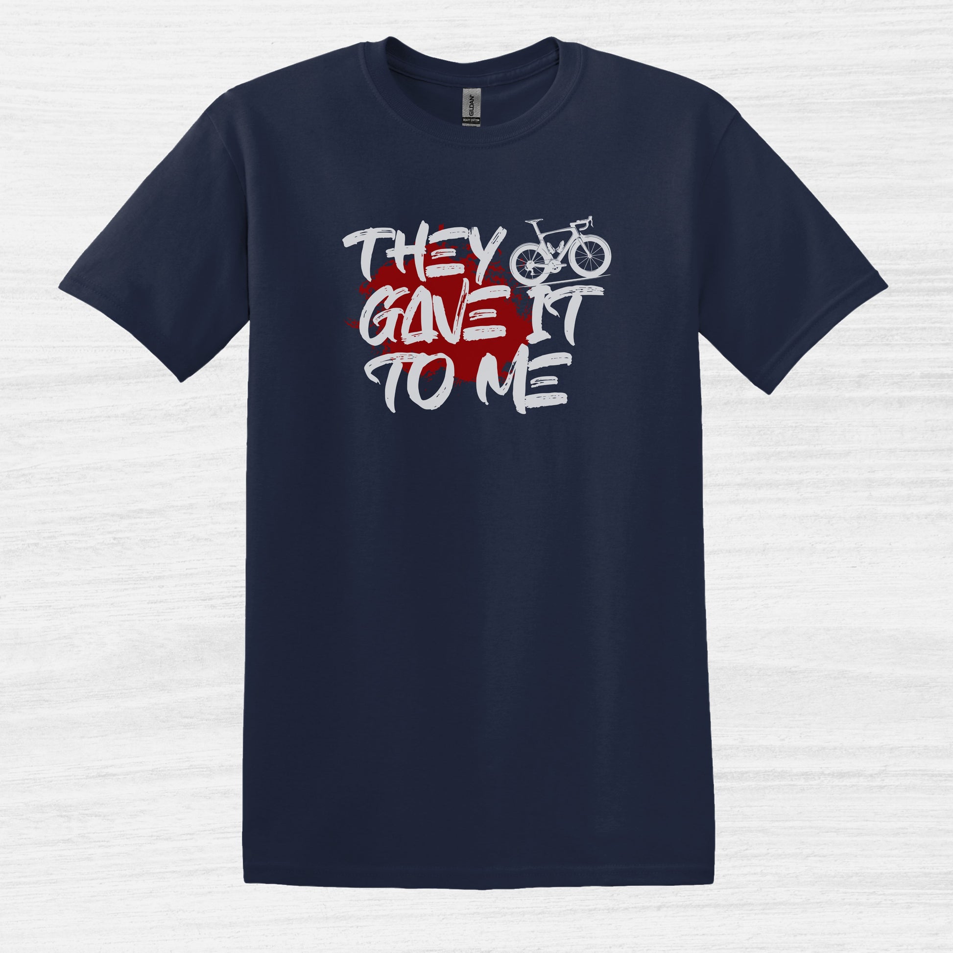 Bike Bliss Navy Funny Bicycle T-Shirt They Gave it to me 2