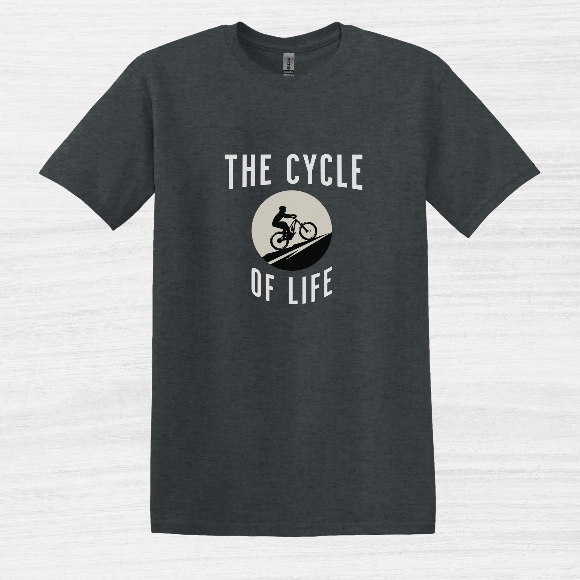 Bike Bliss The Cycle of Life Bike T-Shirt for men Dark Heather 2