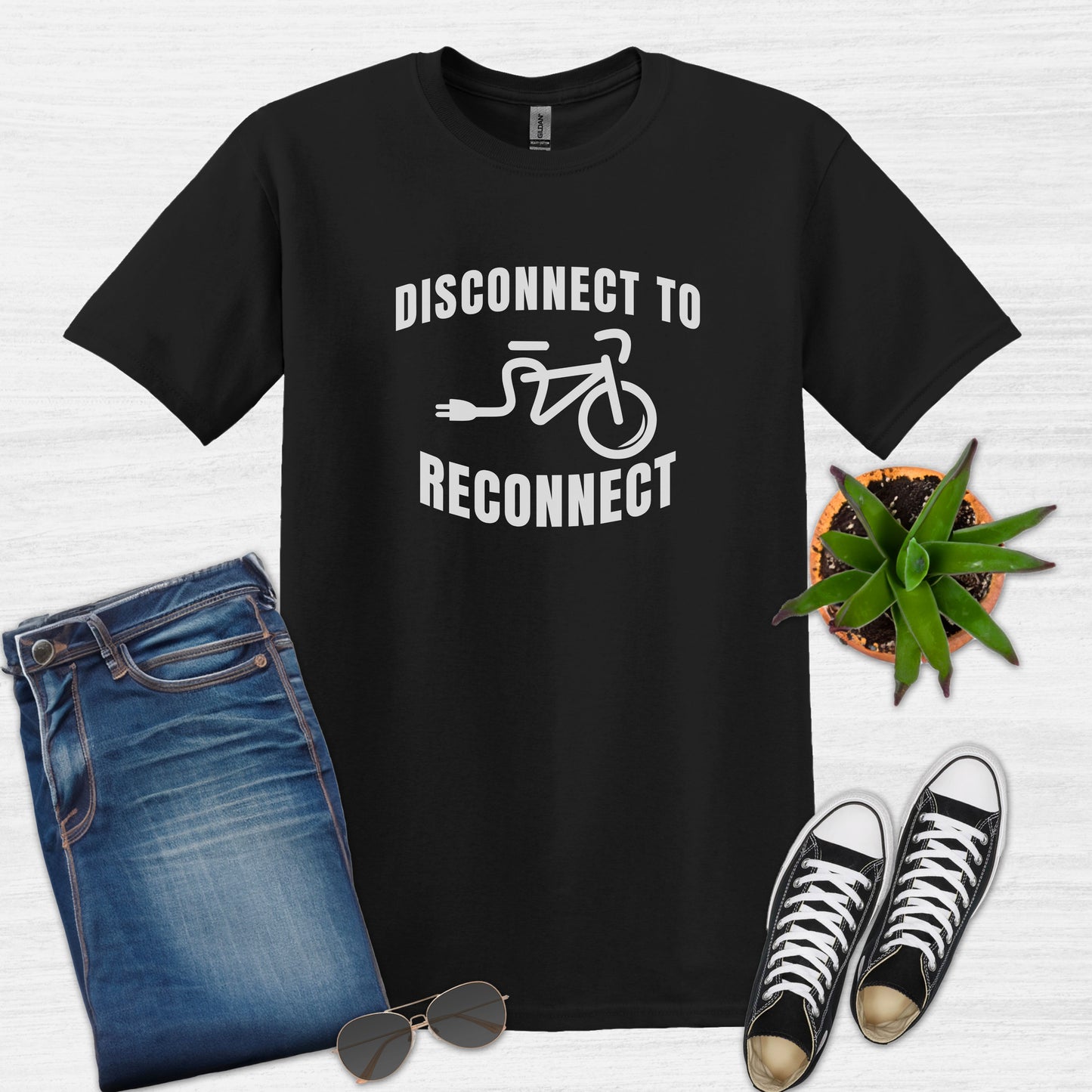 Disconnect To Reconnect Bicycle T-Shirt