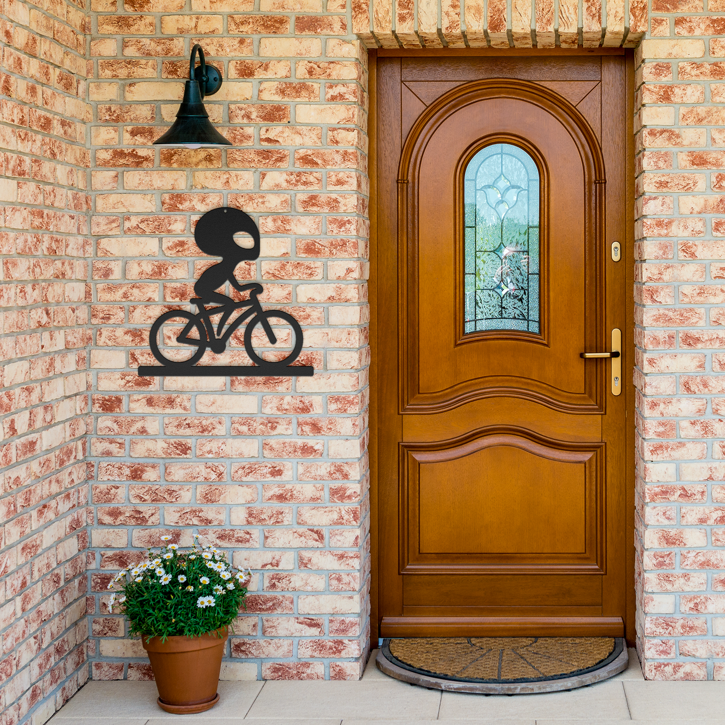 Alien Cyclist Die-Cut Wall Metal Art
