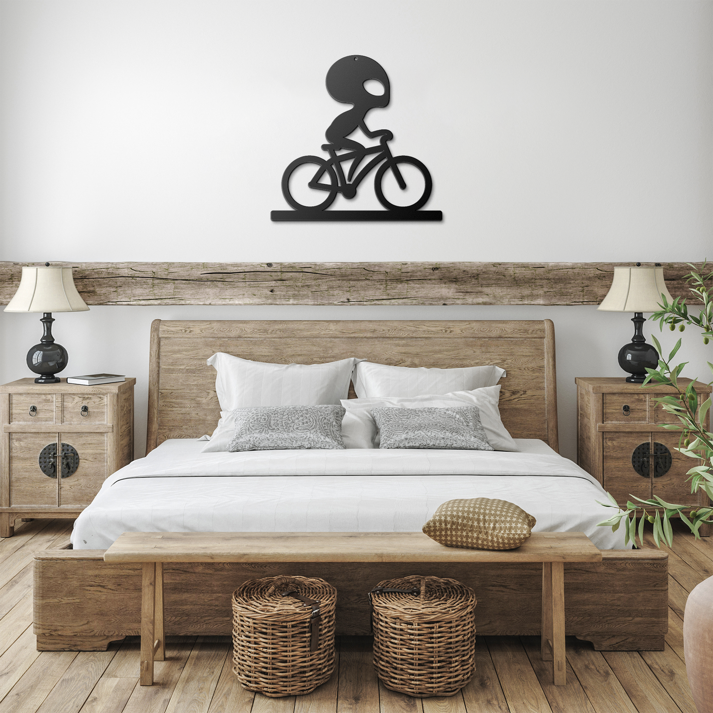 Alien Cyclist Die-Cut Wall Metal Art