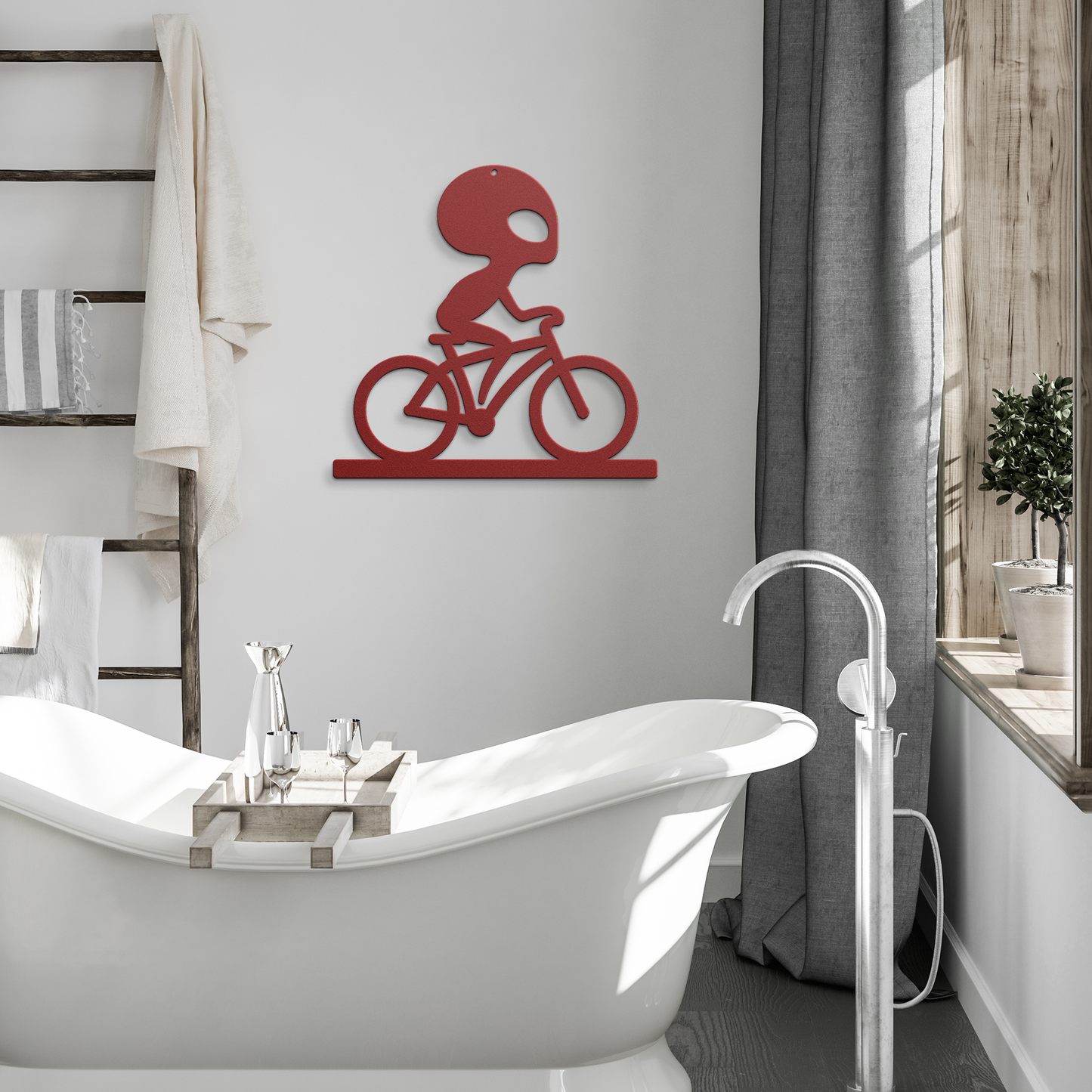 Alien Cyclist Die-Cut Wall Metal Art