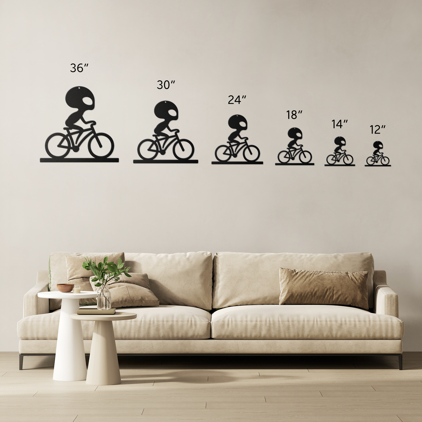 Alien Cyclist Die-Cut Wall Metal Art